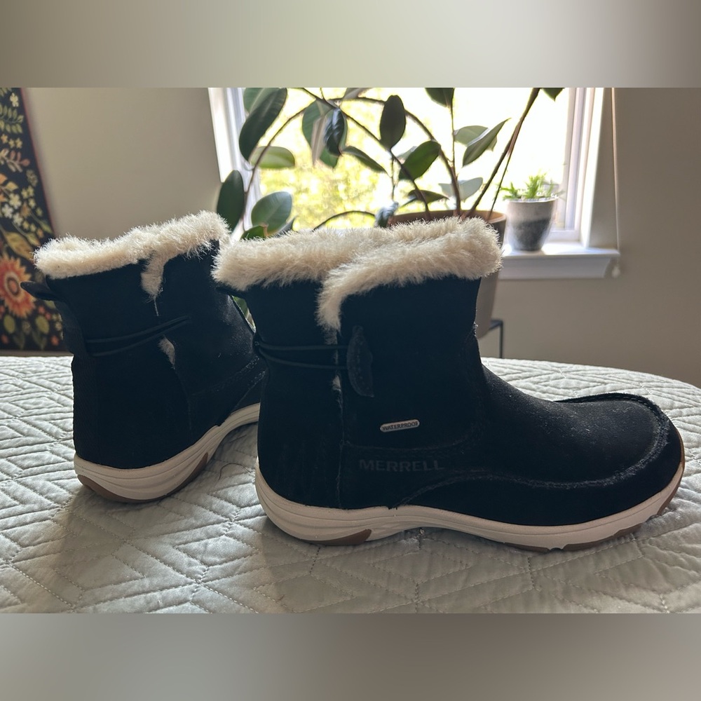 Merrell Black Waterproof Fur Lined Ankle Boots